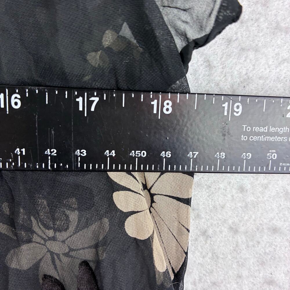Vintage Liz Claiborne Sheer Button Up Blouse Women's 4 Black Floral Career Silk - Picture 4 of 7